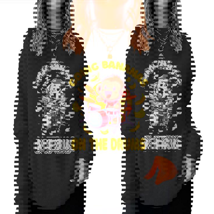 Going Bananas On The Drums 面白いドラム演奏 猿 レディーススウェットシャツ