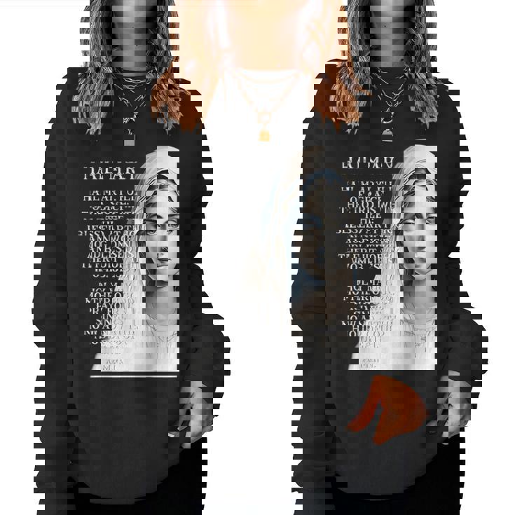 Hail Mary Blessed Mother ロザリオの祈り レディーススウェットシャツ