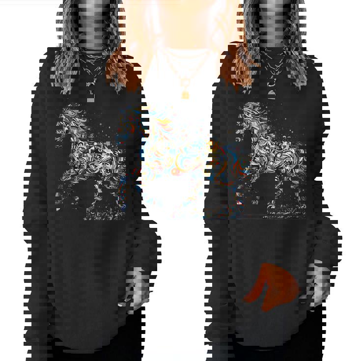 Horse Lover Majestic Horse 馬のグラフィック デザイン レディーススウェットシャツ