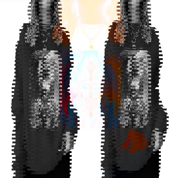 Hot Girl On 男性用 ハーフエンジェル&ハーフデーモンガール レディーススウェットシャツ