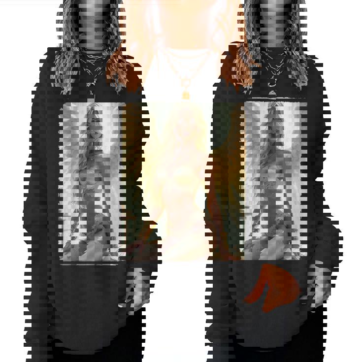 Hot Girl On 男性用 セクシーな天使の座り グランジ レディーススウェットシャツ