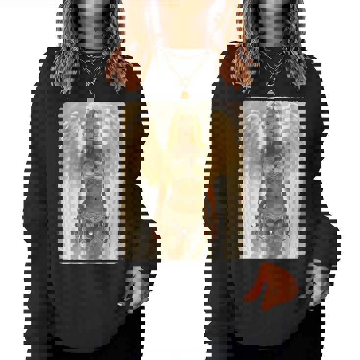 Hot Girl On 男性用 セクシー ブロンド エンジェル ガール ピンナップ レディーススウェットシャツ