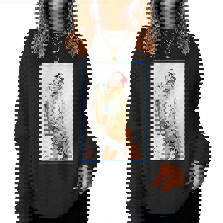 Hot Girl On 男性用 Ice Pop Pinup 2 レディーススウェットシャツ