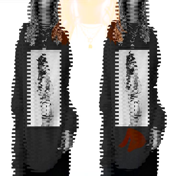 Hot Girl On 男性用 セクシー バッド キティ ピンナップガール B&W レディーススウェットシャツ