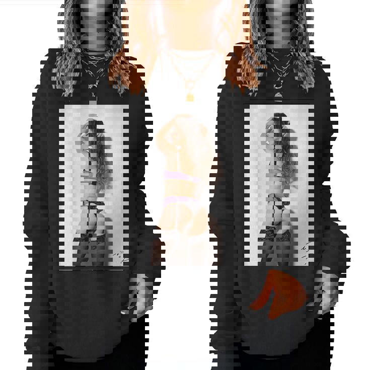 Hot Girl On 男性用 紫のセクシーなモデル レディーススウェットシャツ