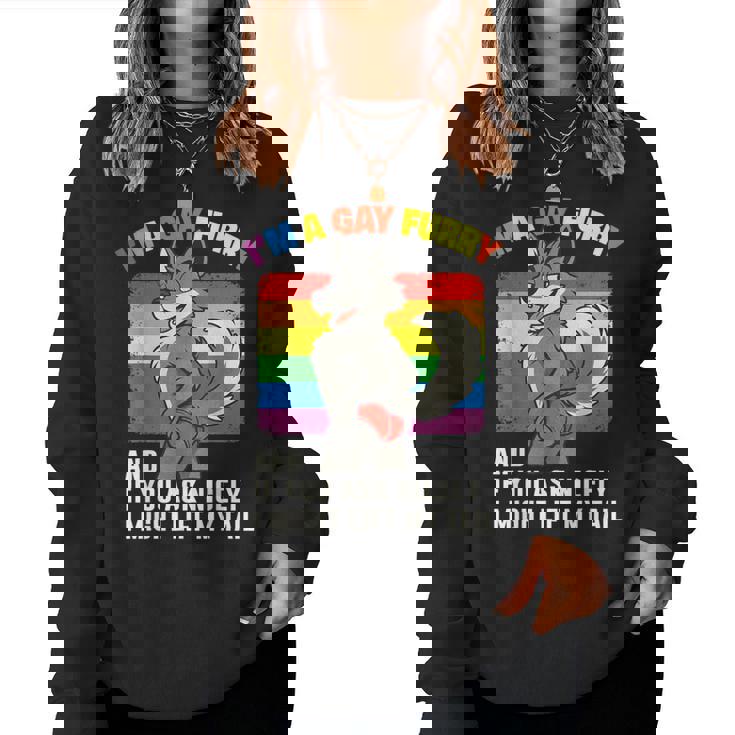 I'm A Gay Furry Pride Month Gay Lgbtq Rainbow Fox Furry Women Sweatshirt