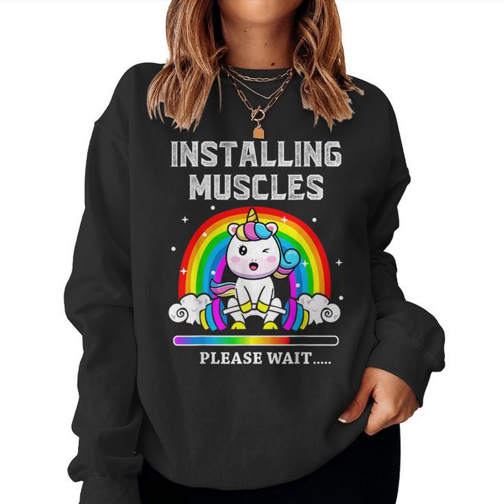 Instalación Del Entrenamiento De Levantamiento De Pesas Muscles Unicorn Rainbow Sudadera Mujer