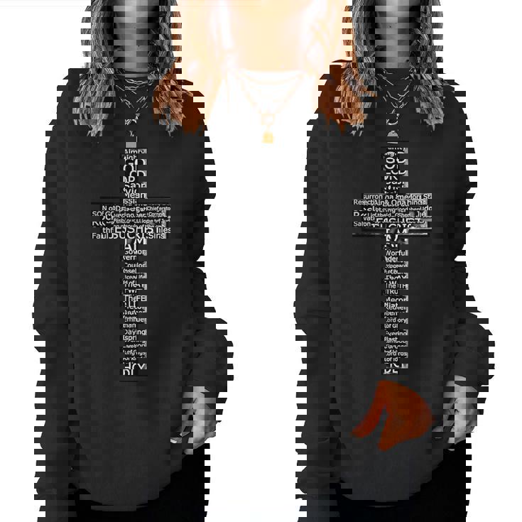 Jesus Christ Messiah Biblical Names Christian Faith Cross レディーススウェットシャツ