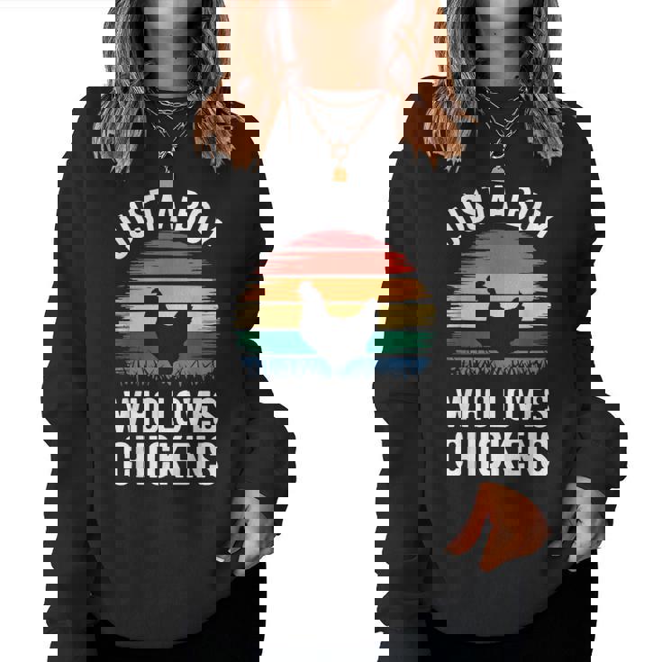 Just A Boy Who Loves Chickens シャツ キッズ 幼児 男の子 チキン レディーススウェットシャツ