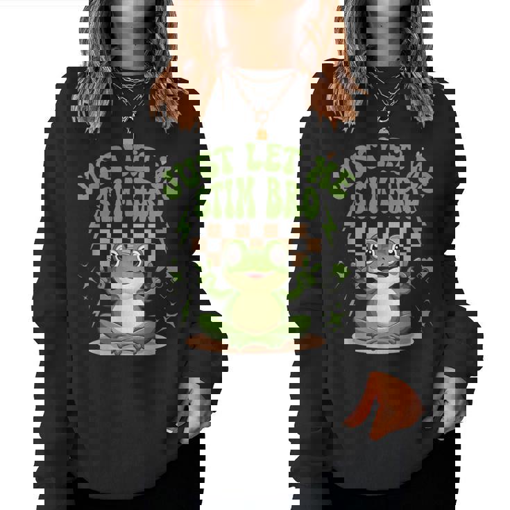 Just Let Metim Bro Groovy Let Metim Bro自閉症啓発 レディーススウェットシャツ