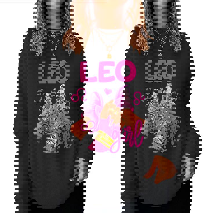 Leo Girl Birthday Sneakers Zodiac Sign Bday Girl Women Sweatshirt