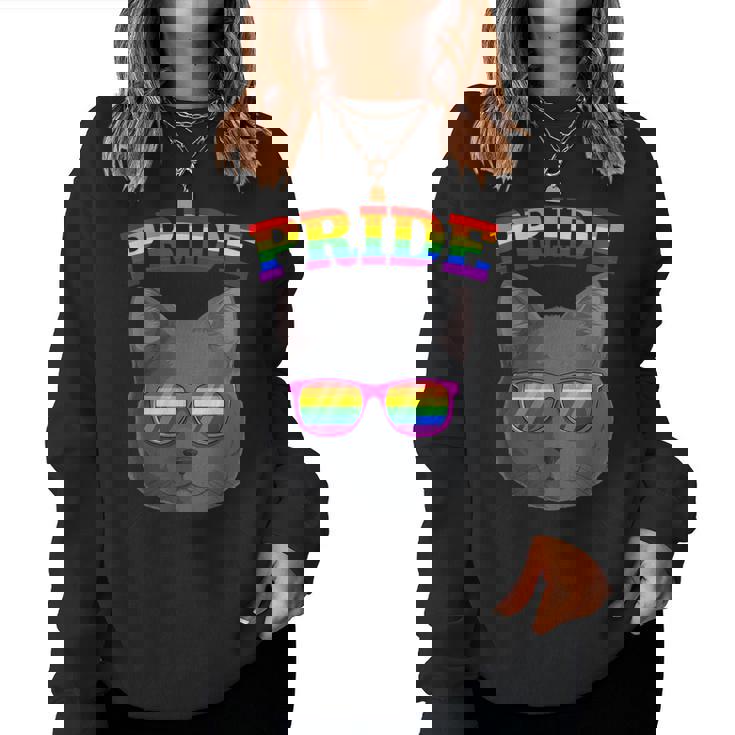 Lgbt Britishhorthair Cat Gay Pride Rainbow Lgbtq Kitty レディーススウェットシャツ