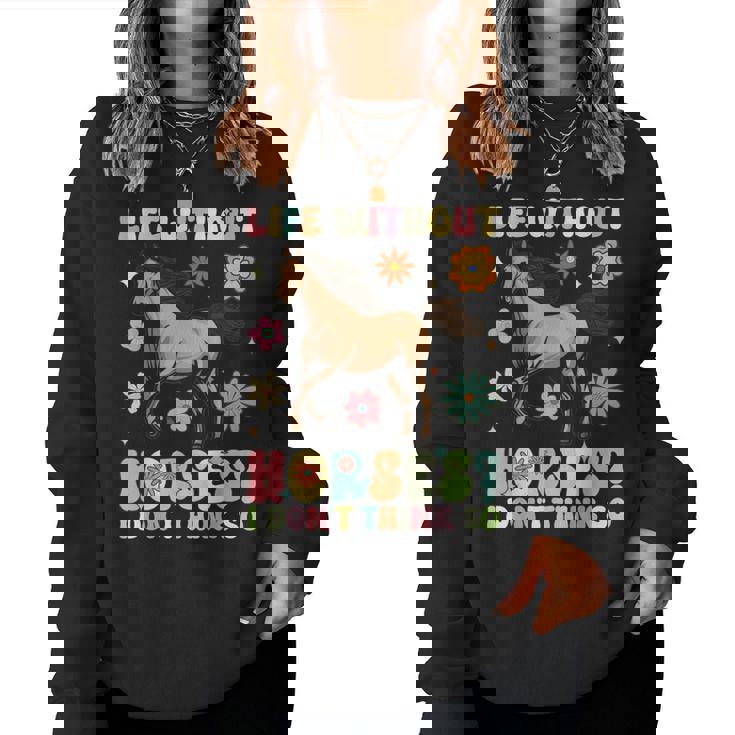 Life Without Horses グルーヴィーな乗馬 乗馬 レディーススウェットシャツ