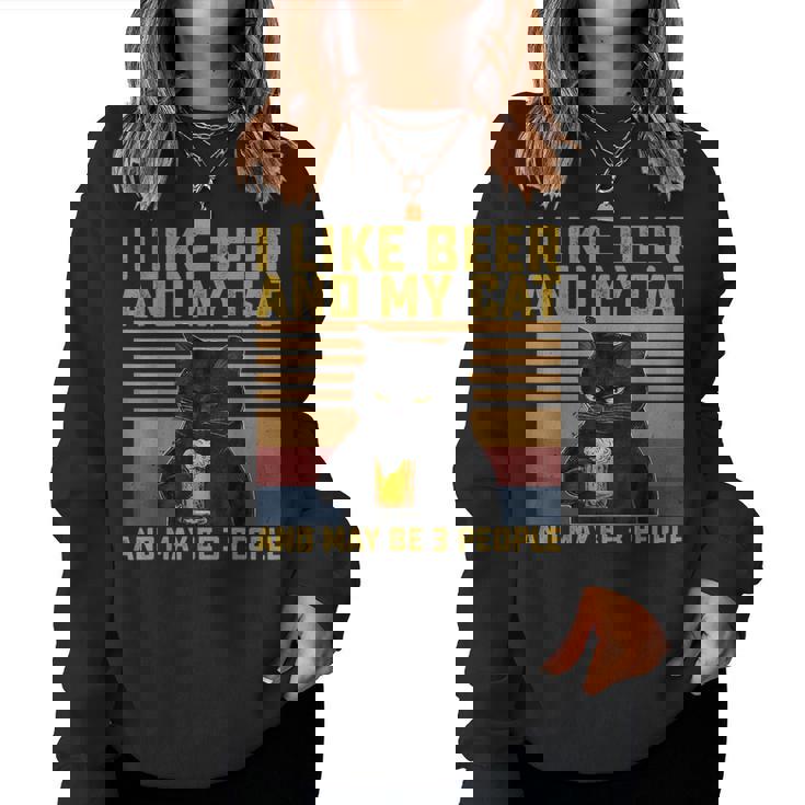 I Like Beer My Cat And Maybe 3人 猫好き ギフト レディーススウェットシャツ