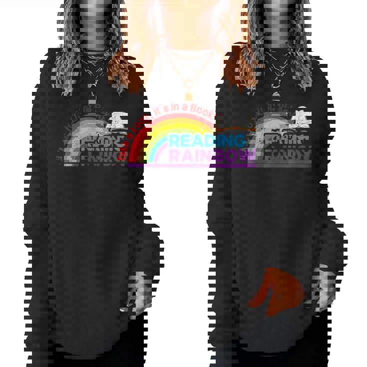 Take A Look It's In A Book Reading Book Vintage Rainbow Women Sweatshirt