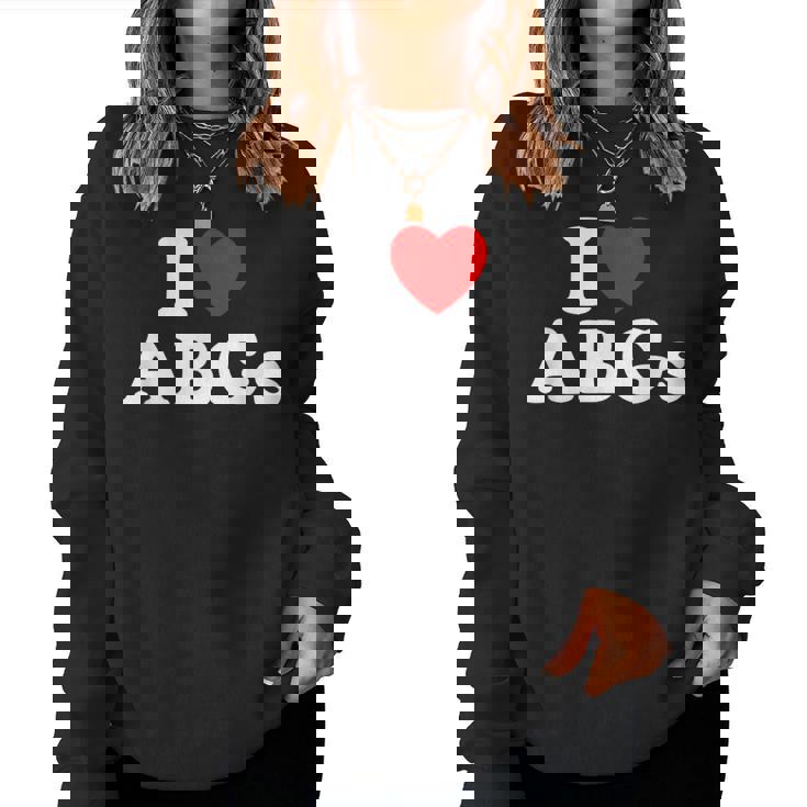 I Love Abgs I Heart Abg おもしろい アジアの赤ちゃん 女の子 恋人 レディーススウェットシャツ