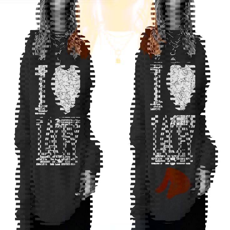 I Love Lacey バレンタイン ガールフレンド 女の子 娘 ハート 妻 レディーススウェットシャツ