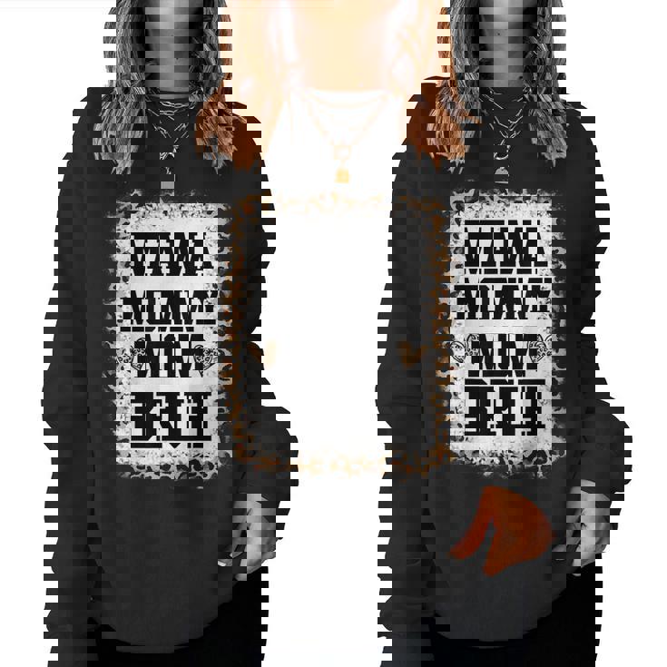 mama♡  Mama Mommy Mom Bruh Bleached Leopard Mother Women Sweatshirt