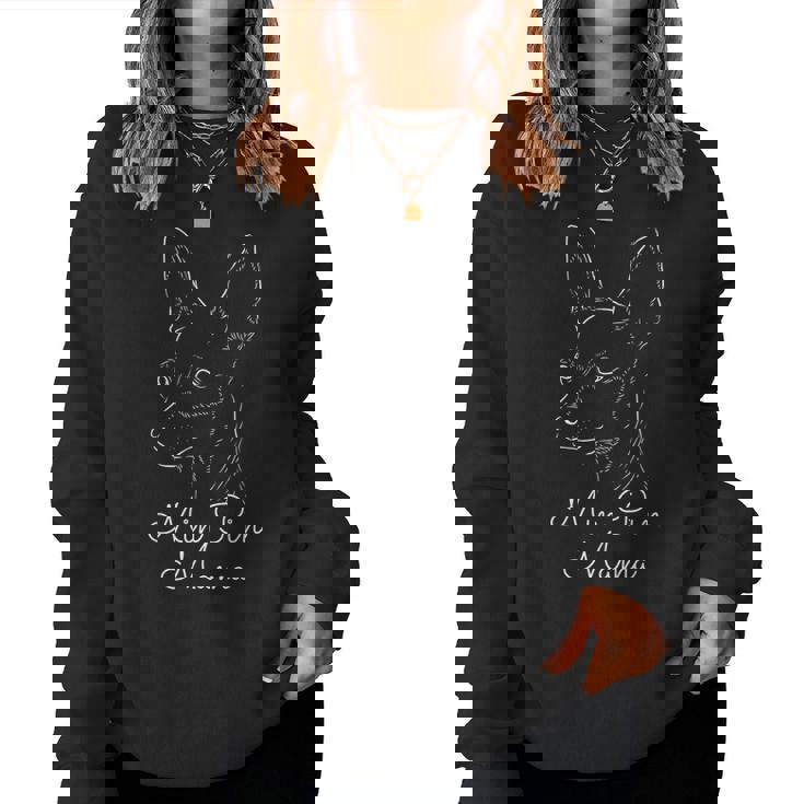 Min Pin Mama Dog Owner ミニチュアピンシャー ミニピンチャー レディーススウェットシャツ