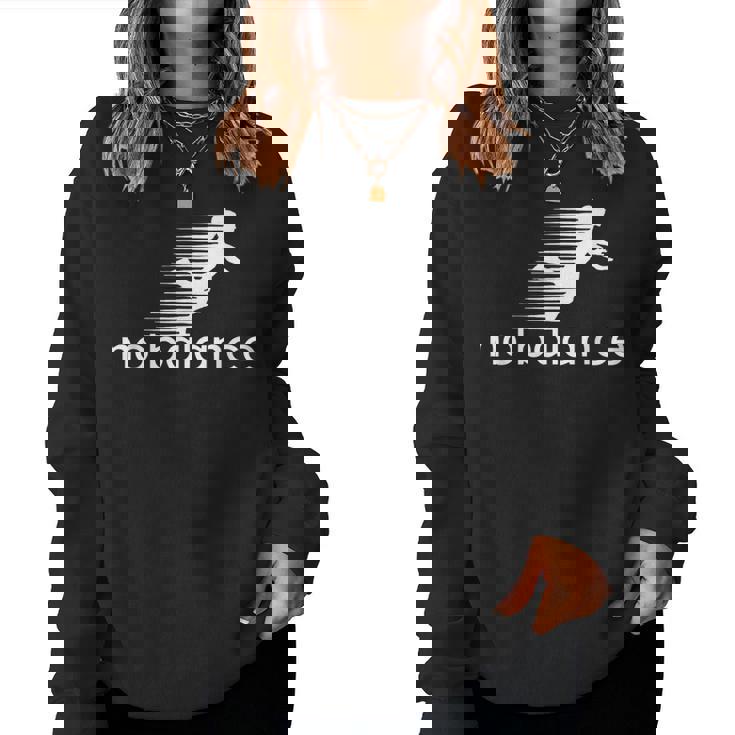 No Balance Girl スポーツとユーモアのための面白いパロディデザイン レディーススウェットシャツ