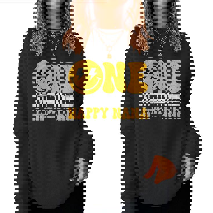 One Happy Nana 1歳の誕生日 グルーヴィースマイル 1歳 男 レディーススウェットシャツ