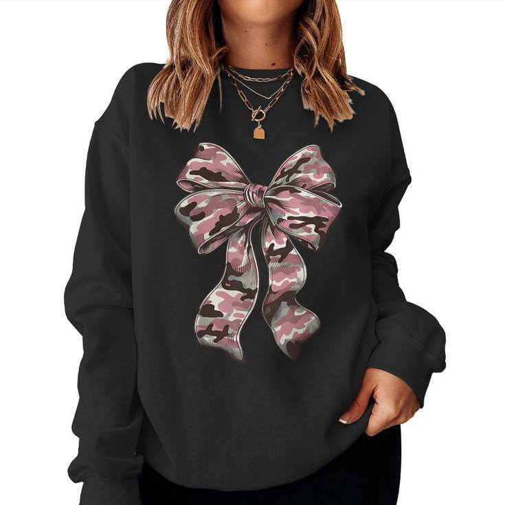 Pink Camouflage Old Camo Bow Camo Coquette Bow Hunting Women Women Sweatshirt