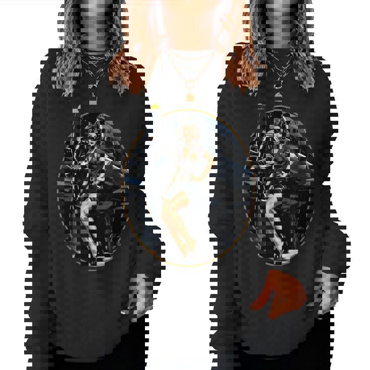 Pinup Girl Warbird 軍用航空機 航空機 レディーススウェットシャツ