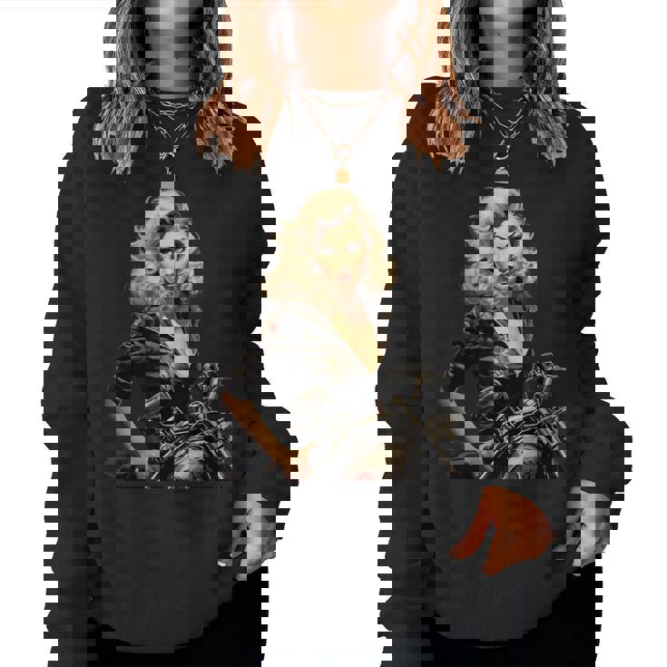 Pinup Girl バイカー オートバイ ライダー ヴィンテージ レディーススウェットシャツ