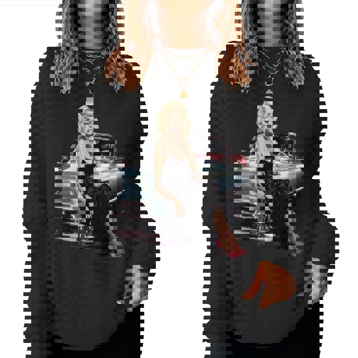 Pinup Girl ビンテージクラシックカー ホットロッド ロカビリー レディーススウェットシャツ