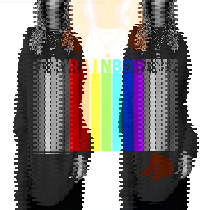 Rainbow レインボー《虹 カラー》【デザインアート】文字 7色 カラフル レディーススウェットシャツ