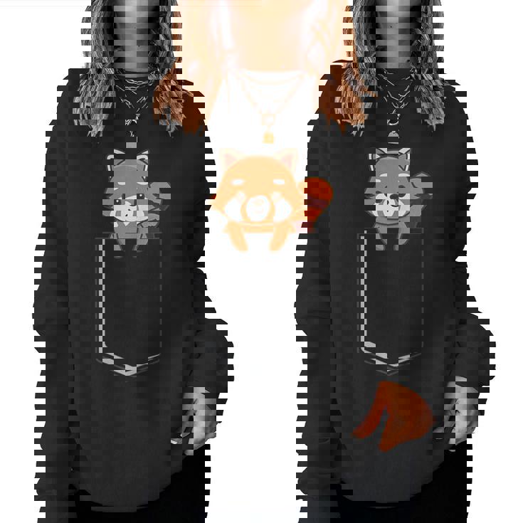 Red Panda In A Bag Cute Love レッドパンダバッグ レディーススウェットシャツ