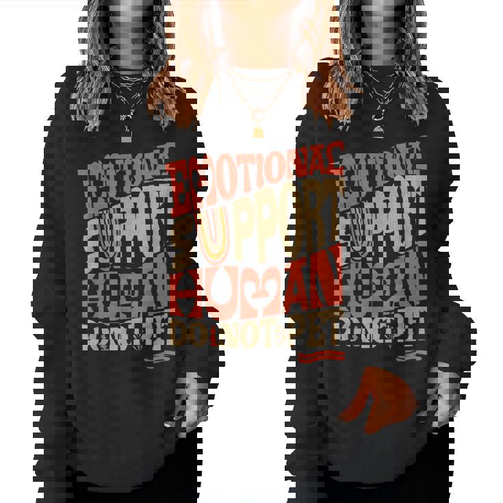 Retro Do Not Pet Emotionalupport Human Groovy レディーススウェットシャツ