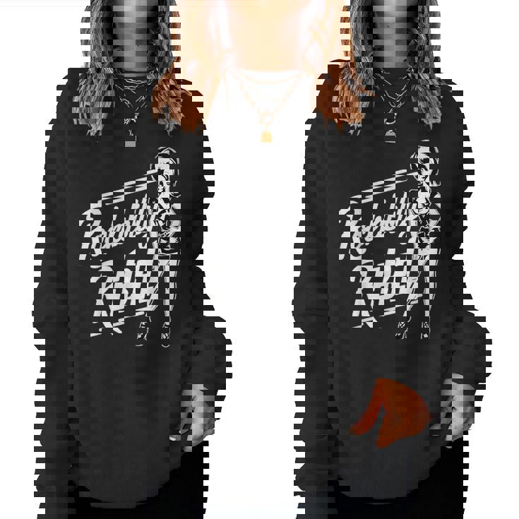 Rockabilly Rebel Pin-Up Girl In Dress Graphic レディーススウェットシャツ