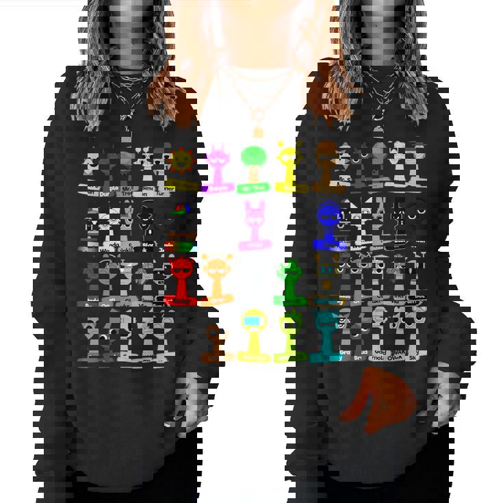 Sprunki All Here With Names For Boys And Girls Birthday レディーススウェットシャツ