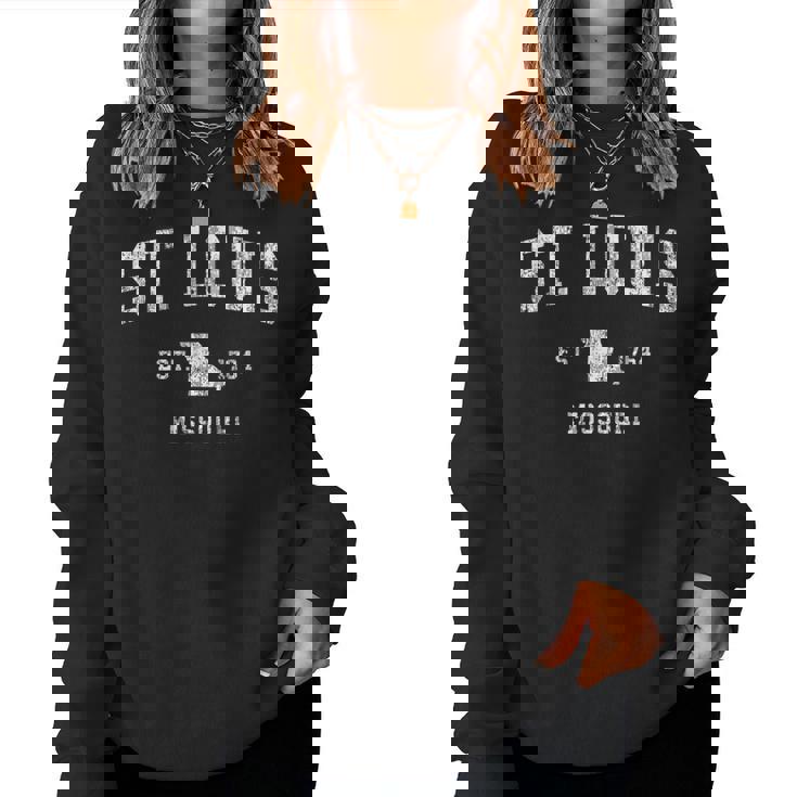 St Louis Missouri Mo ヴィンテージ アスレチック スポーツデザイン レディーススウェットシャツ