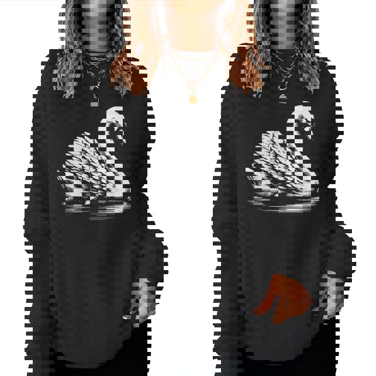 Swan Dad Mom Lover モノクロ 白鳥 レディーススウェットシャツ