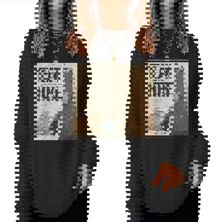 Team Horse 面白い馬のデザイン レディーススウェットシャツ