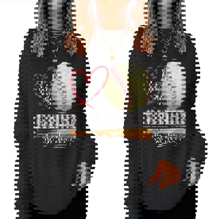 That's My Grandson Out There Baseball Grandma Mother's Day Women Sweatshirt