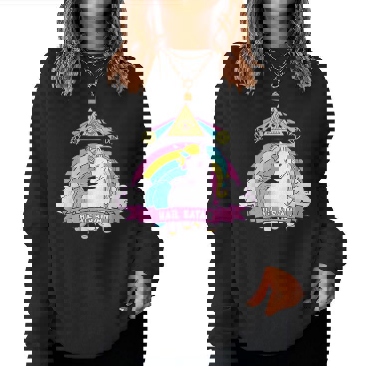 Unicorn Hailatan Devil Death Metal Rainbow Ocult レディーススウェットシャツ