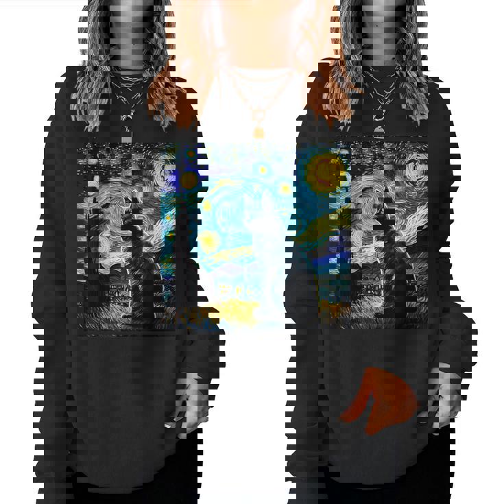 Van Gogh Gatto Della Nottetellata Per Amanti Dei Gatti Mamma E Papà Dei Gatti Women Sweatshirt