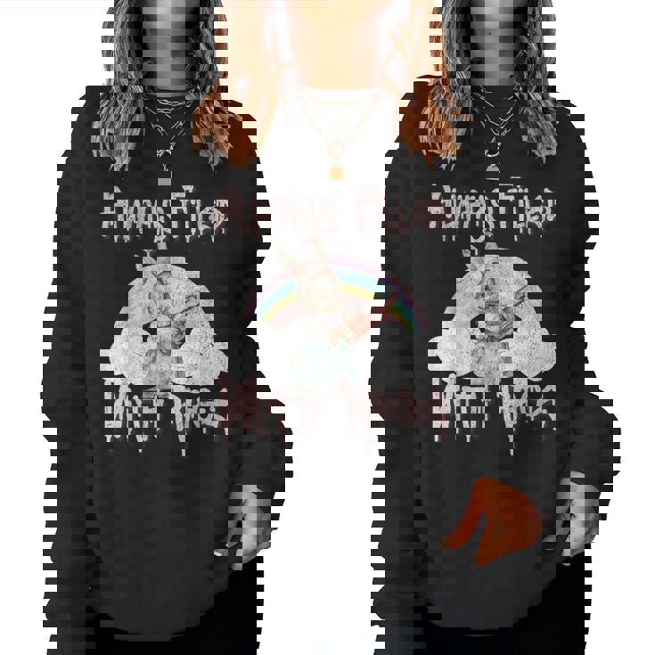 Vintage Chainsaw Bunny Rage Horror Movie Graphic レディーススウェットシャツ