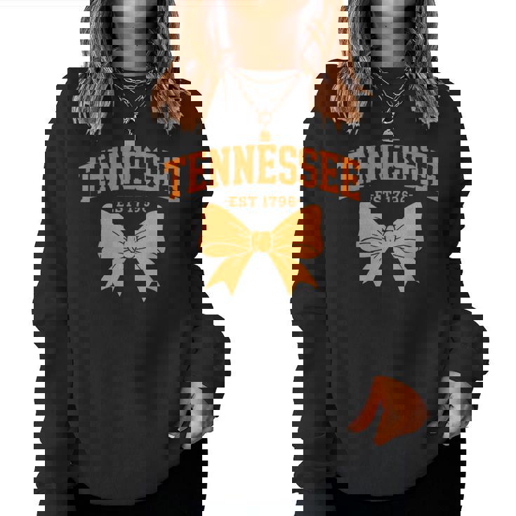 Vintage Tennessee Orange Cowgirl Coquette Bow Girl Tn Women Sweatshirt