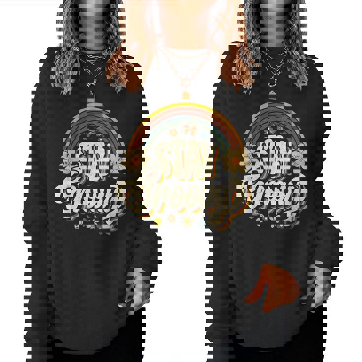 Vintagetay A Groovy 60S 70S Peace Positive Mind ヒッピー レディーススウェットシャツ