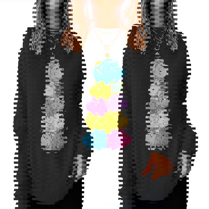 おもしろカバ カラフル レインボー 新学期 キッズ 男の子 女の子 レディーススウェットシャツ