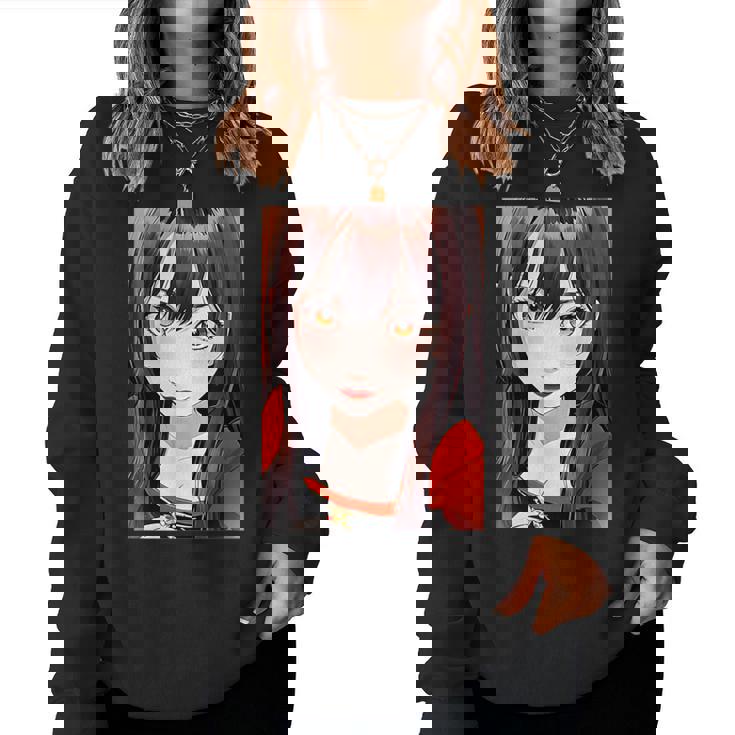 かわいい 可愛い 女の子 若い 美人 イラスト 日本 きれい 赤い服 レディーススウェットシャツ