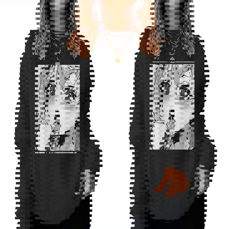 かわいいアヘ顔 アニメ 女の子 オタクウィーブ ラブ ビッグアイズ ドリップ レディーススウェットシャツ