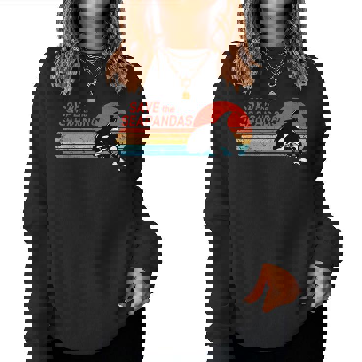 かわいいシャチave Theeapandas レディーススウェットシャツ