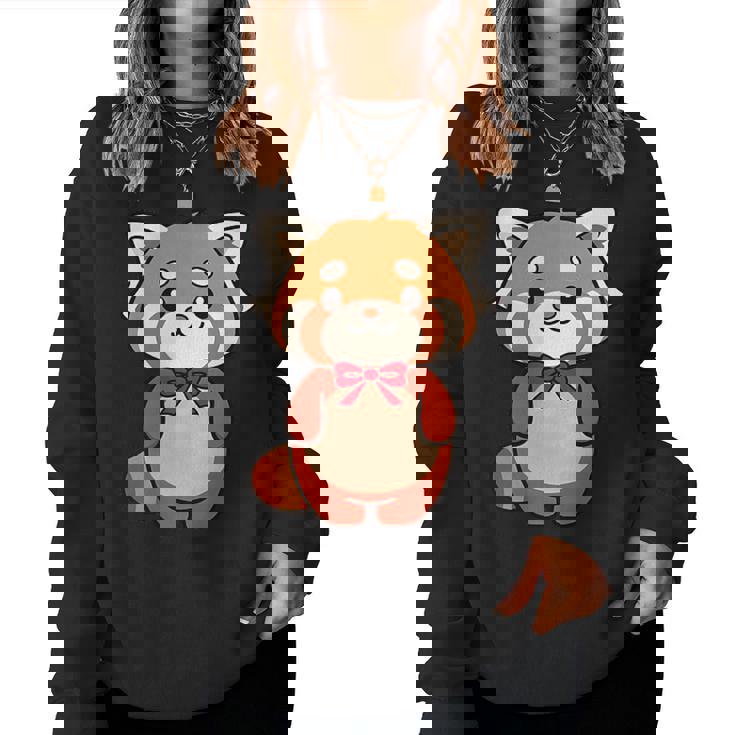 かわいいレッサーパンダ蝶ネクタイ かわいい動物園 日帰り旅行 男の子 女の子 キッズ レディーススウェットシャツ