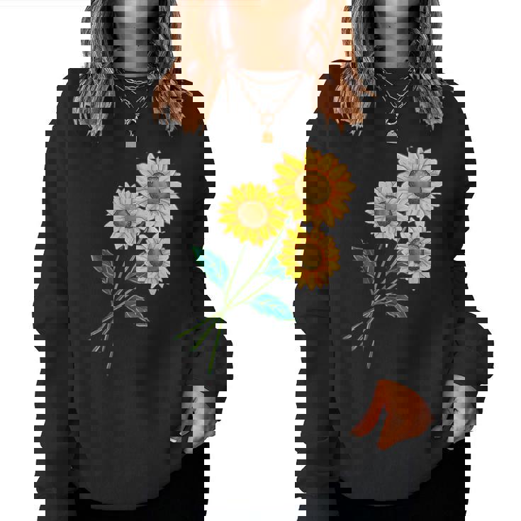 ひまわりの花束 春のフローラルガーデン 黄色の花 レディーススウェットシャツ