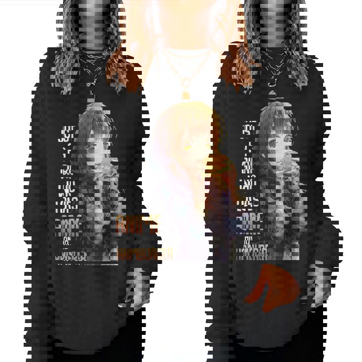 アニメとハンバーガーが大好きな女の子 レディーススウェットシャツ